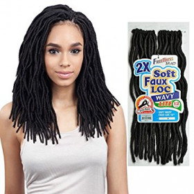 FREETRESS BRAID SYNTHETIC HAIR 2X SOFT MEDIUM LITE WAVY FAUX LOC 12"