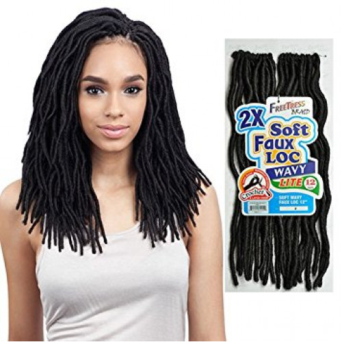 FREETRESS BRAID SYNTHETIC HAIR 2X SOFT MEDIUM LITE WAVY FAUX LOC 12"