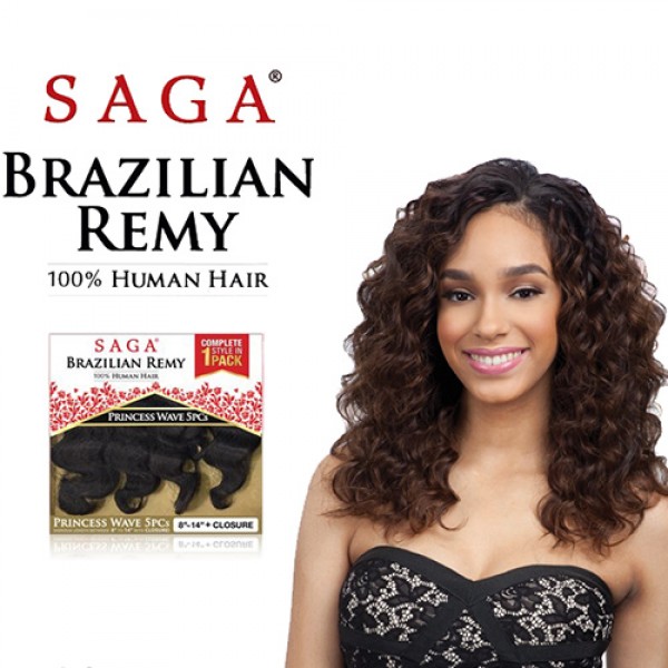 Saga Brazilian Remy 100% Human Hair Weave PRINCESS WAVE 5PCS