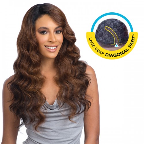 EQUAL Synthetic Hair LACE FRONT WIG BRAZILIAN NATURAL LACE DEEP DIAGONAL PART NATURAL LOOSE